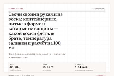 Свечи своими руками из воска: контейнерные, литые в форме и катаные из вощины — какой воск и фитиль брать, температура заливки и расчёт на 100 мл