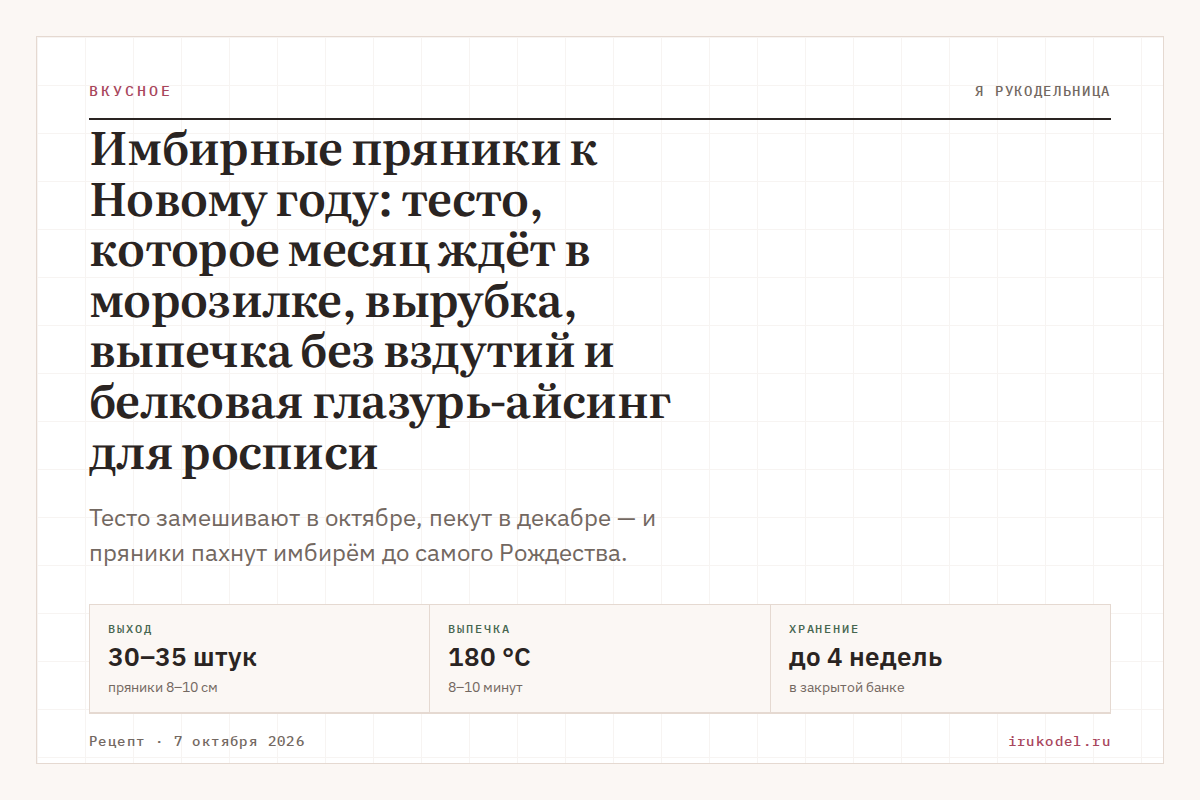Имбирные пряники к Новому году: тесто, которое месяц ждёт в морозилке, вырубка, выпечка без вздутий и белковая глазурь-айсинг для росписи