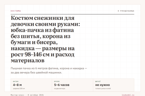 Костюм снежинки для девочки своими руками: юбка-пачка из фатина без шитья, корона из бумаги и бисера, накидка — размеры на рост 98–146 см и расход материалов