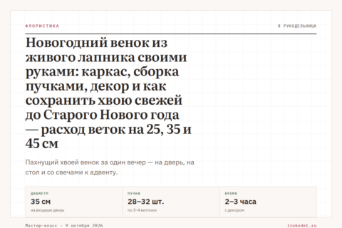 Новогодний венок из живого лапника своими руками: каркас, сборка пучками, декор и как сохранить хвою свежей до Старого Нового года — расход веток на 25, 35 и 45 см