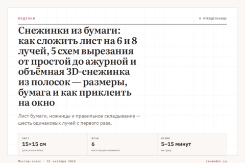 Снежинки из бумаги: как сложить лист на 6 и 8 лучей, 5 схем вырезания от простой до ажурной и объёмная 3D-снежинка из шести квадратов — размеры, бумага и как приклеить на окно